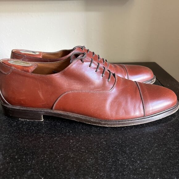SALVATORE FERRAGAMO Brown Leather Cap Toe Oxford Shoes Men's Size 11.5 B Italy - Picture 5 of 16